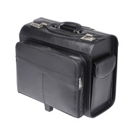 PU Pilot Trolley Case with Front Laptop Pocket